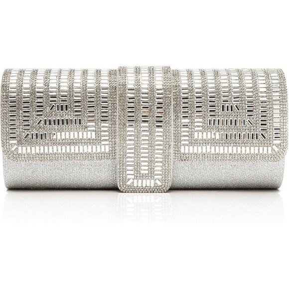 🆕Women Sliver Evening Bag and Clutch Crystal Sparkly Purse with formal Handbag - Picture 1 of 6